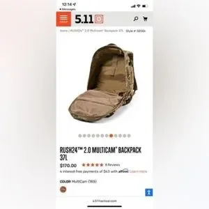 5.11 Rush 24 2.0 Rucksack 37L Multicam - Taktischer Rucksack Für Outdoor, Wandern, EDC, Mit Laptopfach